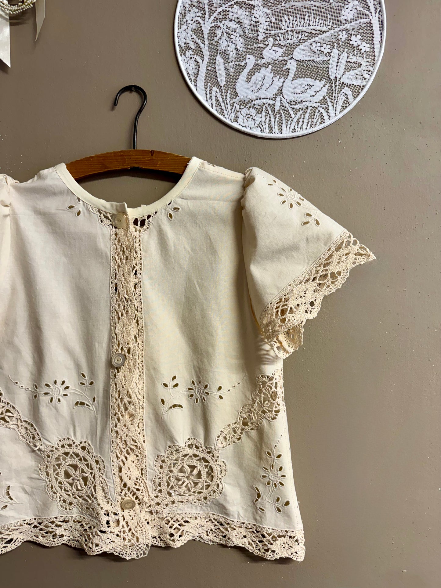 Beige embroidery blouse