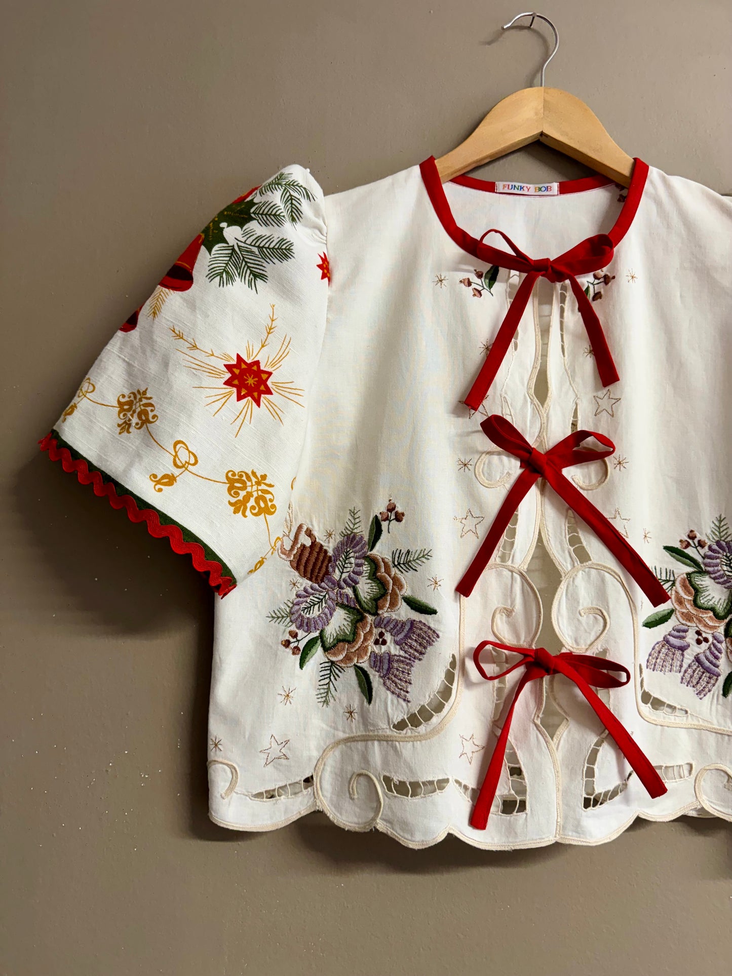 Christmas cream blouse
