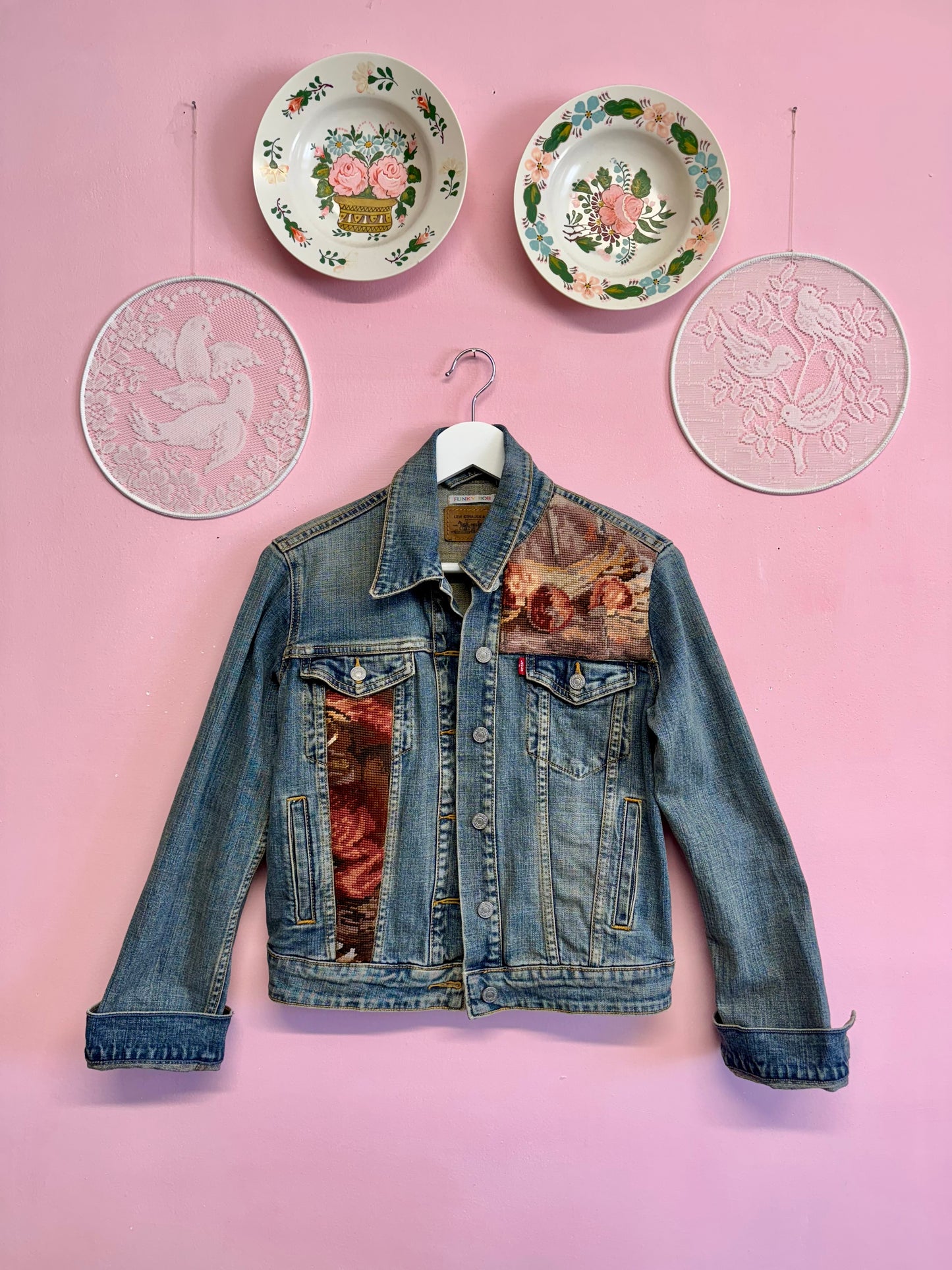 Jeans jacket with cats