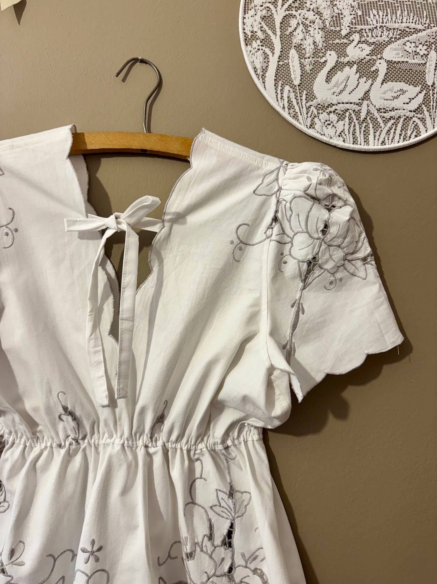 Dress with grey embroidery