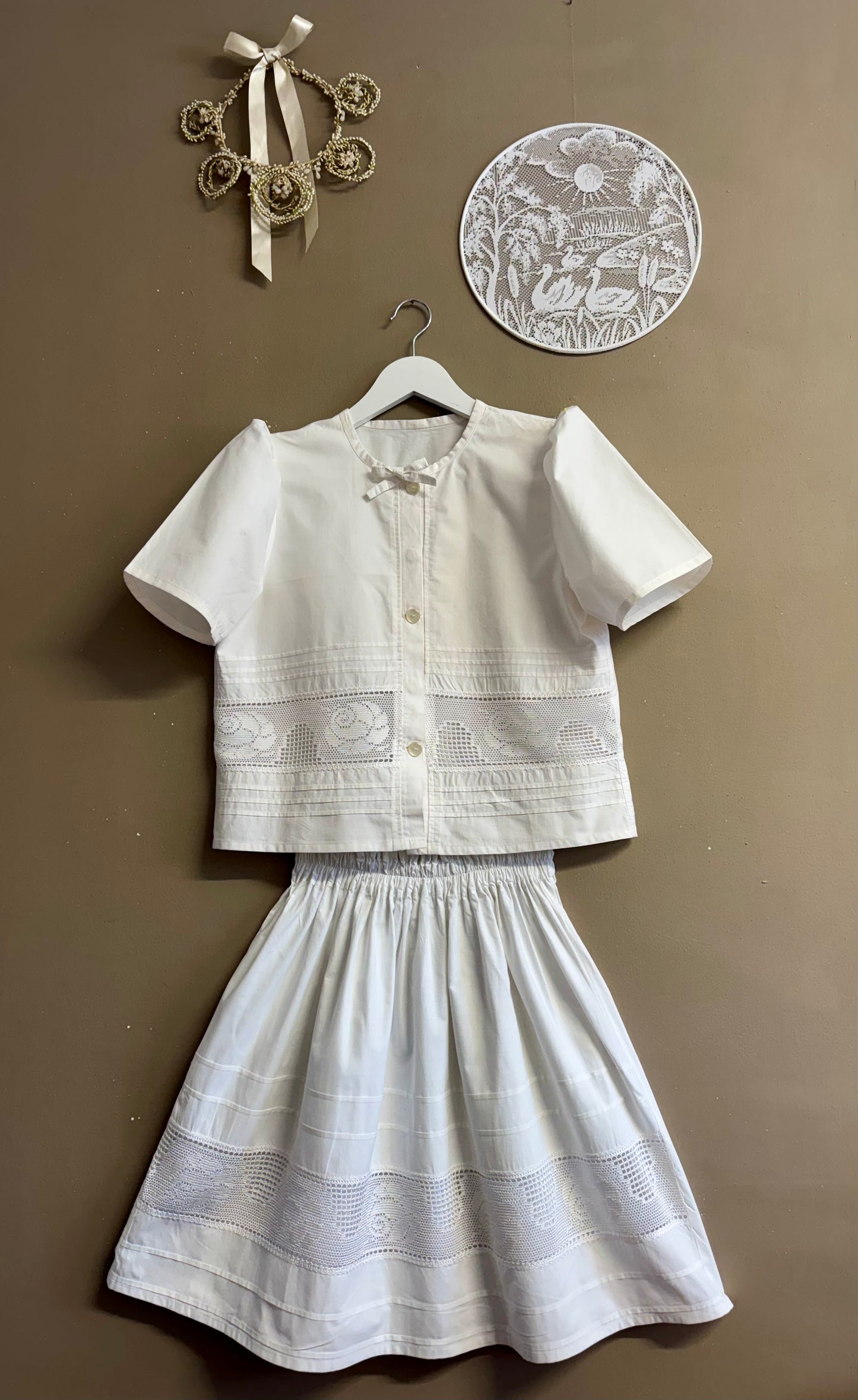 White cotton twinset