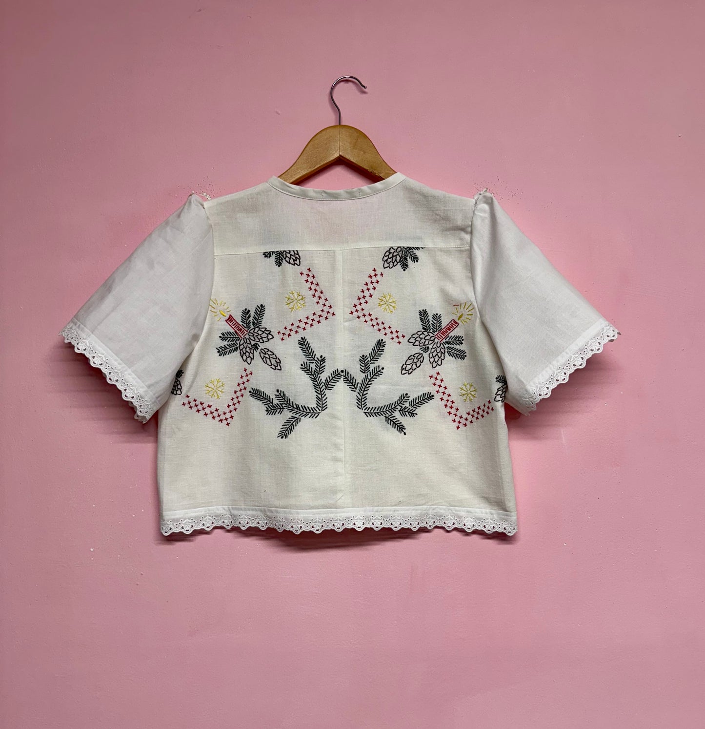 Christmas embroidery blouse