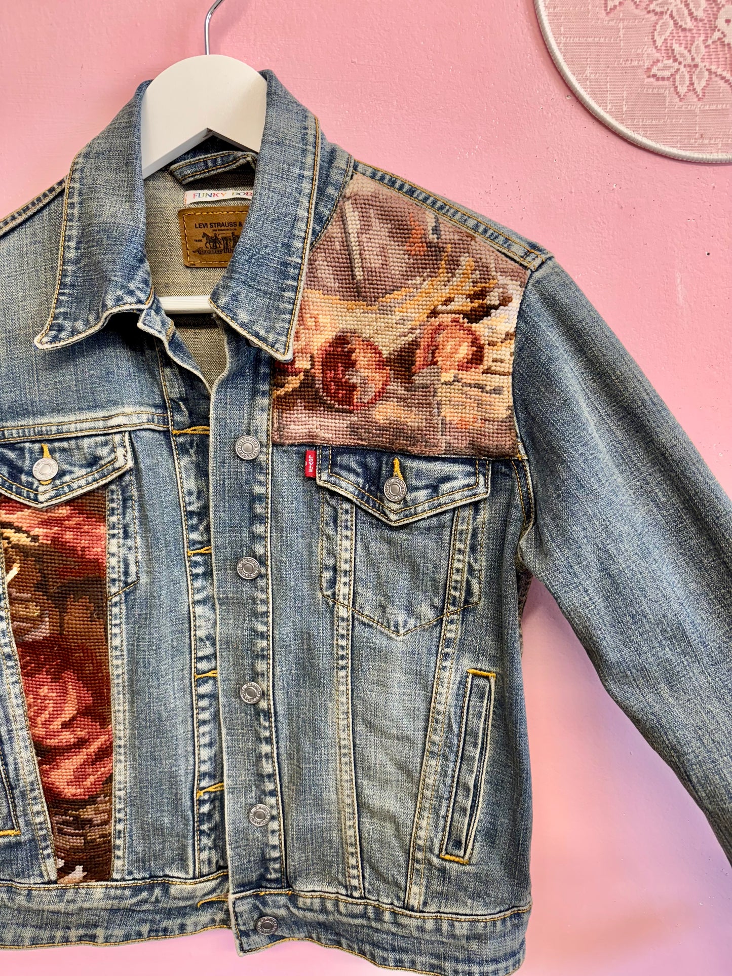 Jeans jacket with cats