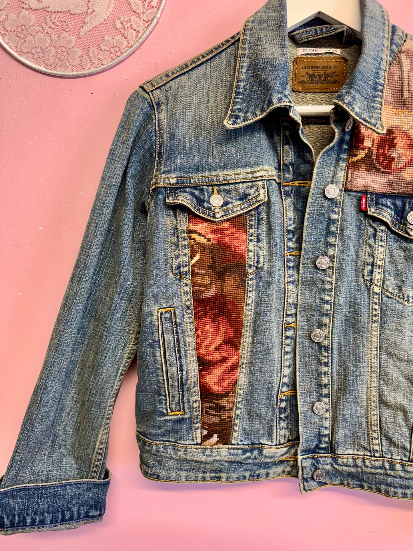 Jeans jacket with cats
