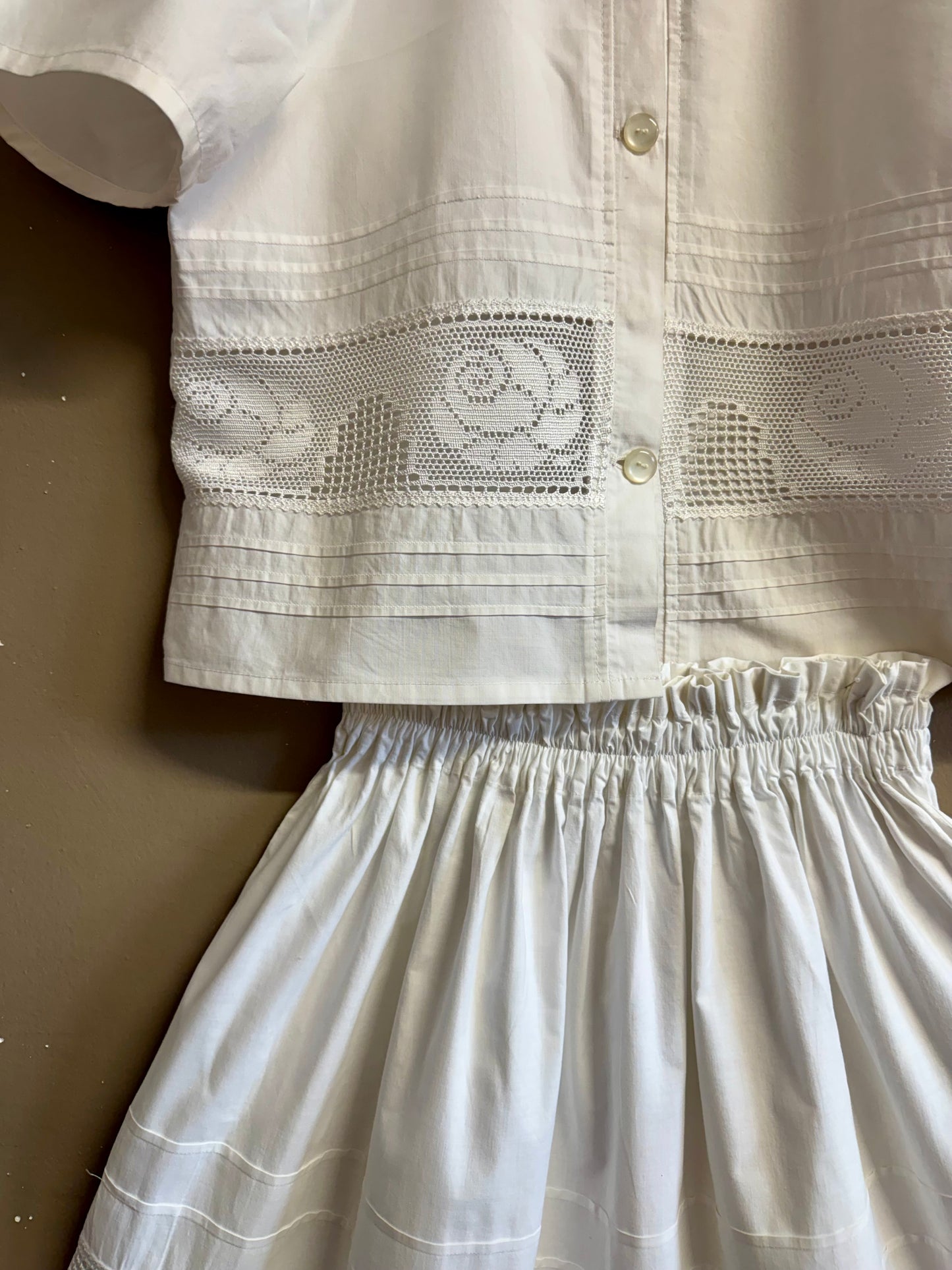 White cotton twinset