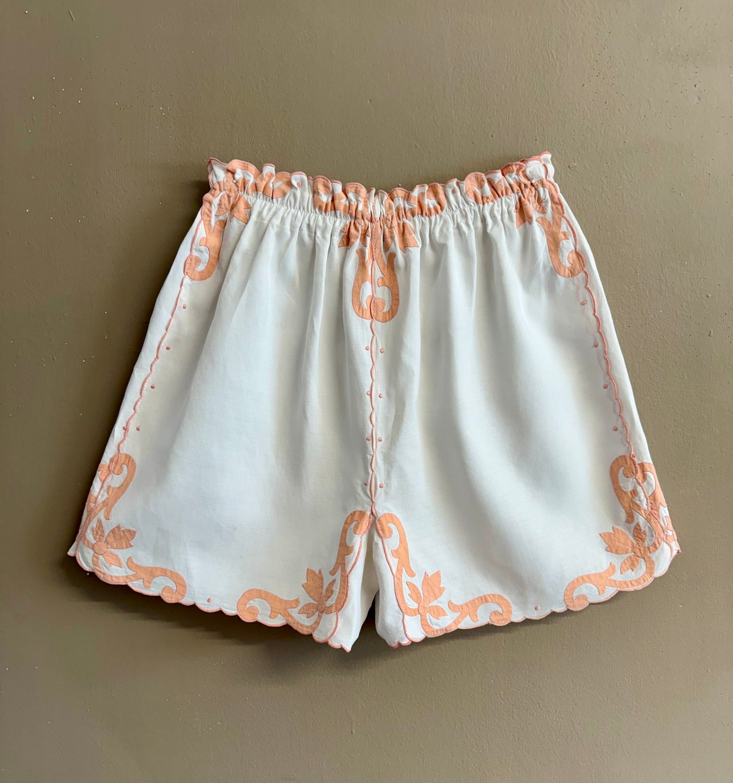 Embroidery linen twin set
