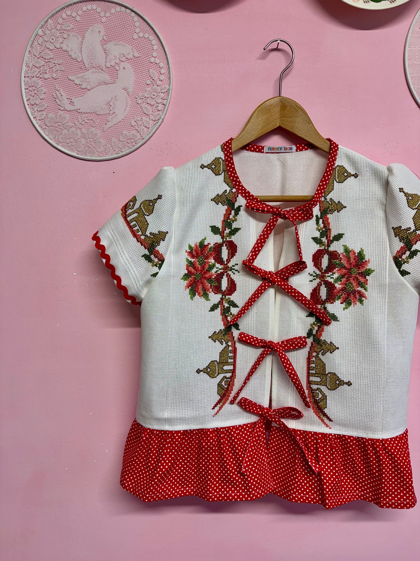 Christmas blouse with gold thread
