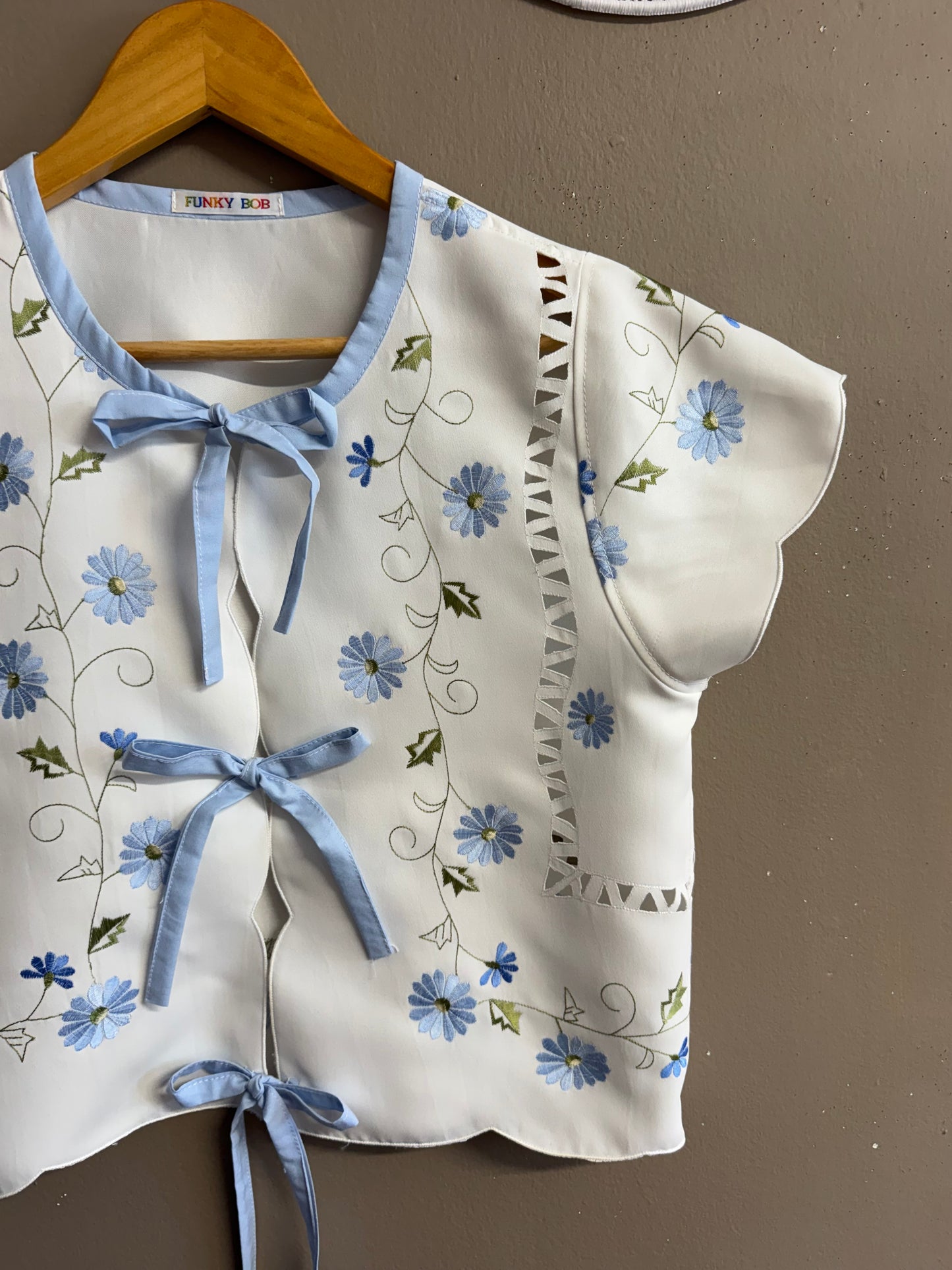 Blue embroidery blouse