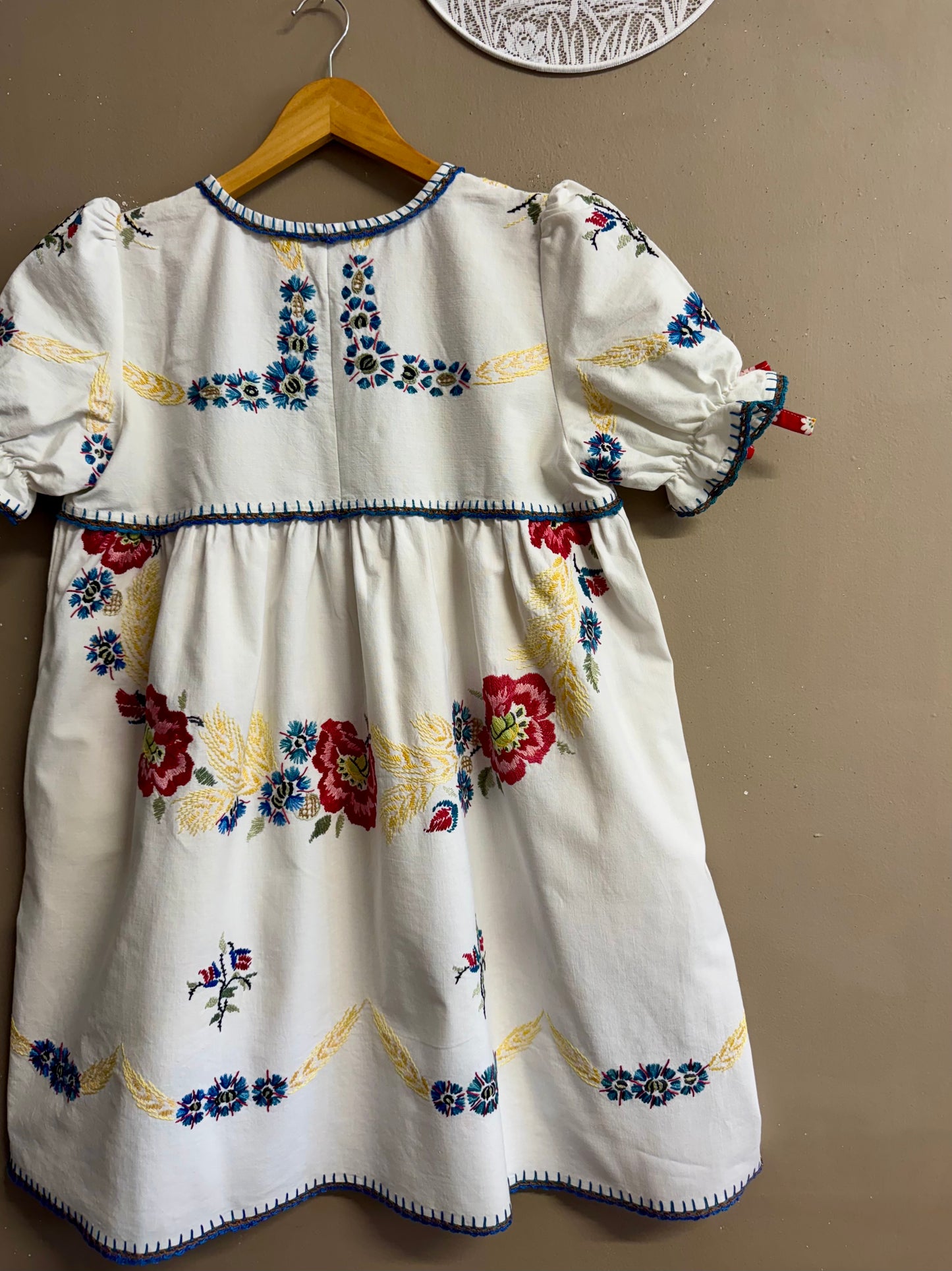 White cotton dress with handmade embroidery