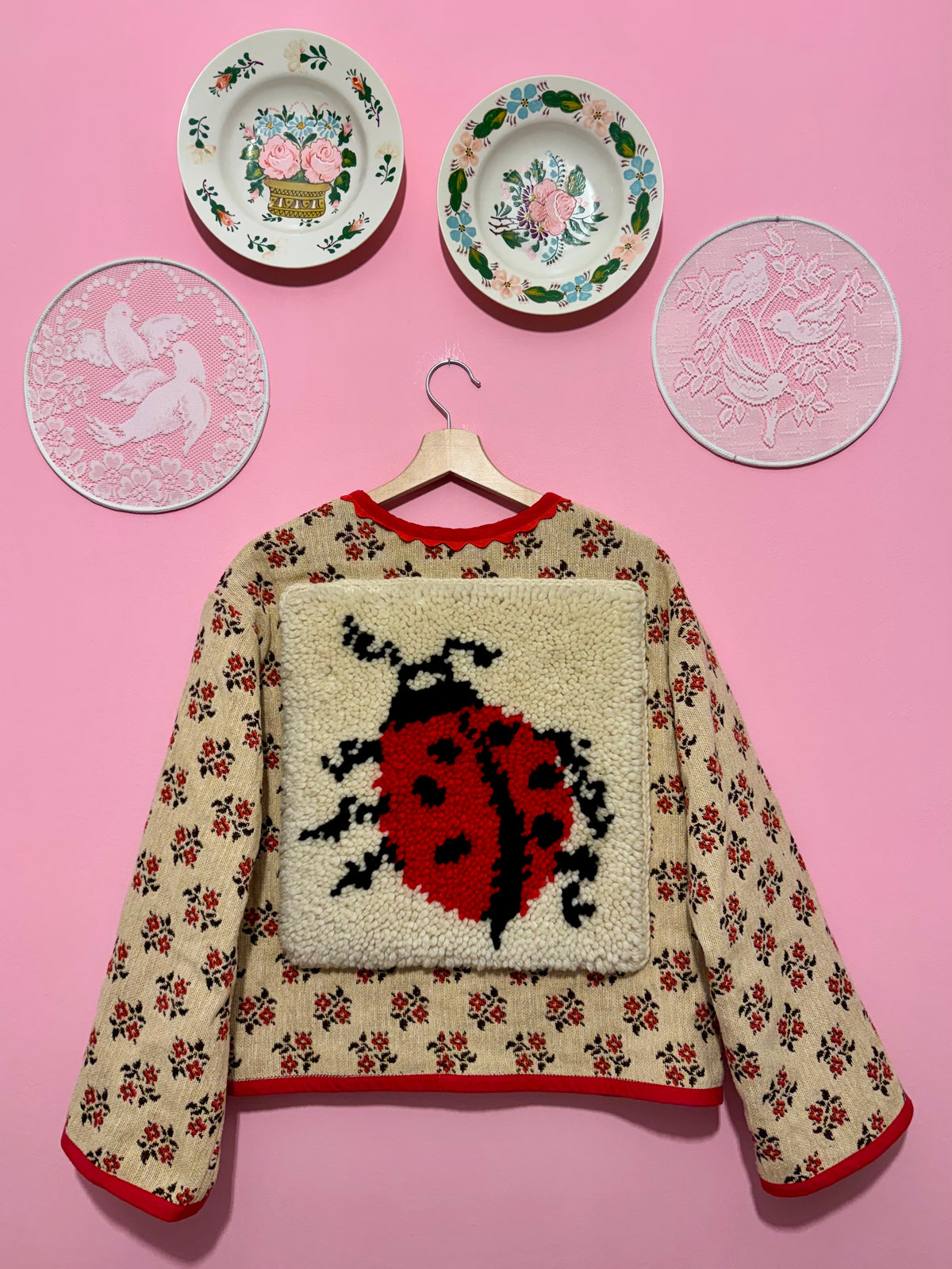 Autumn beige jacket with butterfly