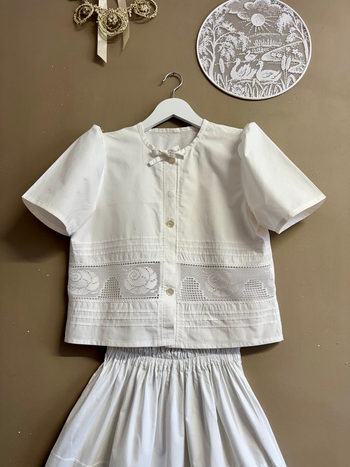 White cotton twinset