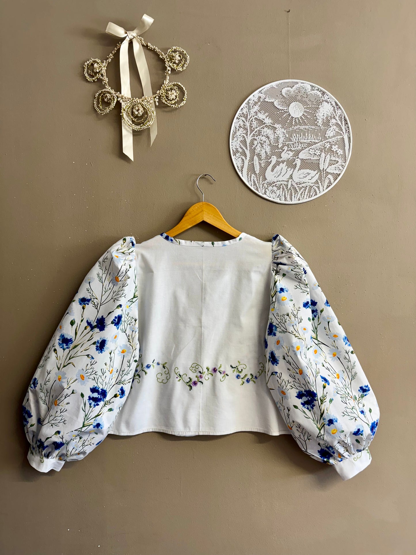 Blouse with flowers and embroidery