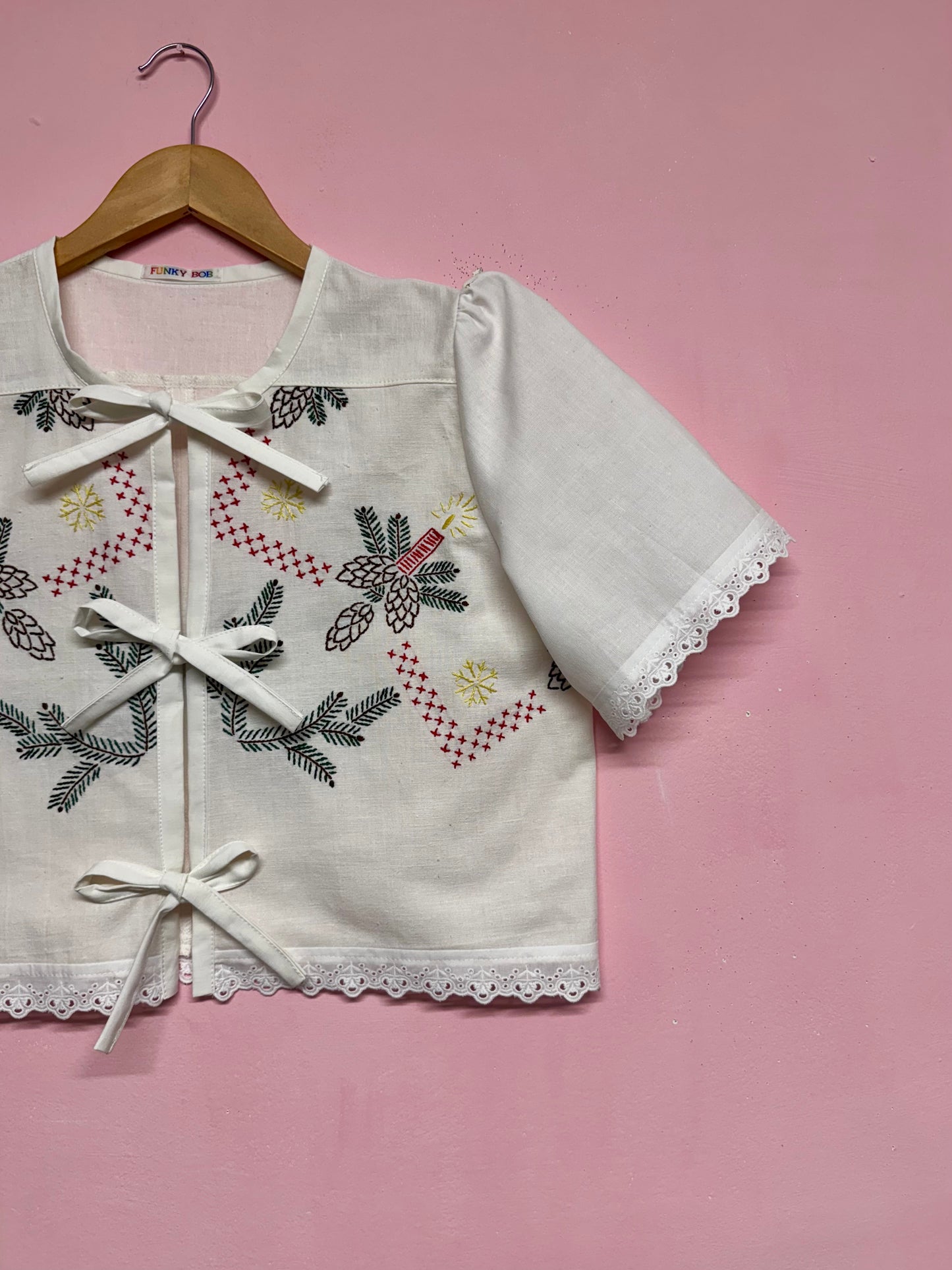Christmas embroidery blouse