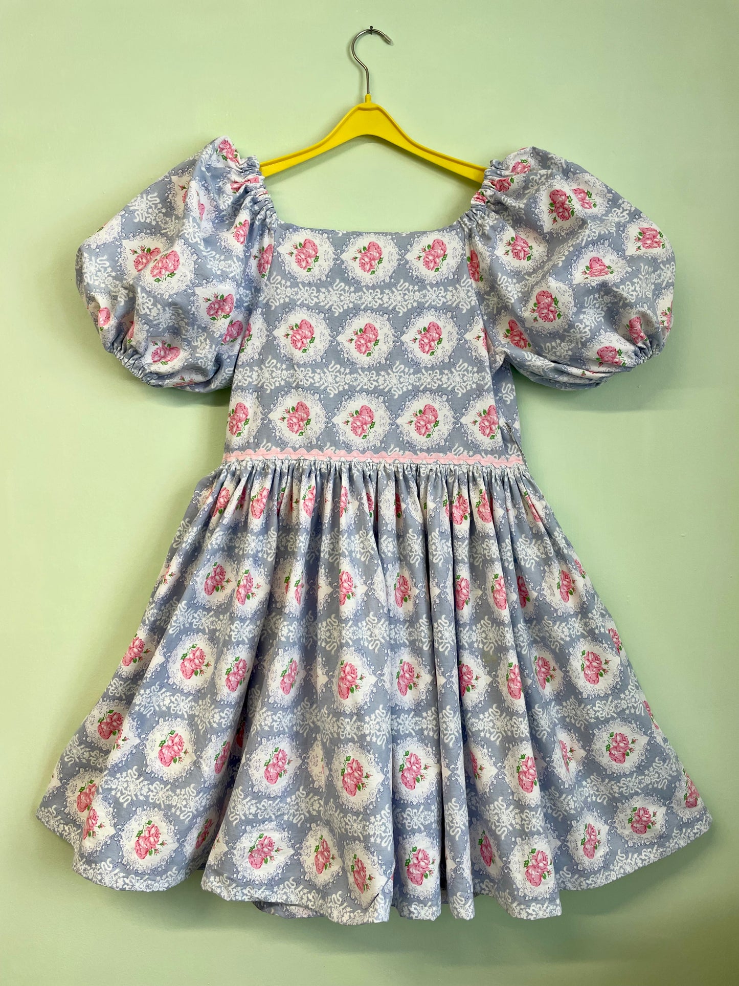 Blue dress with roses