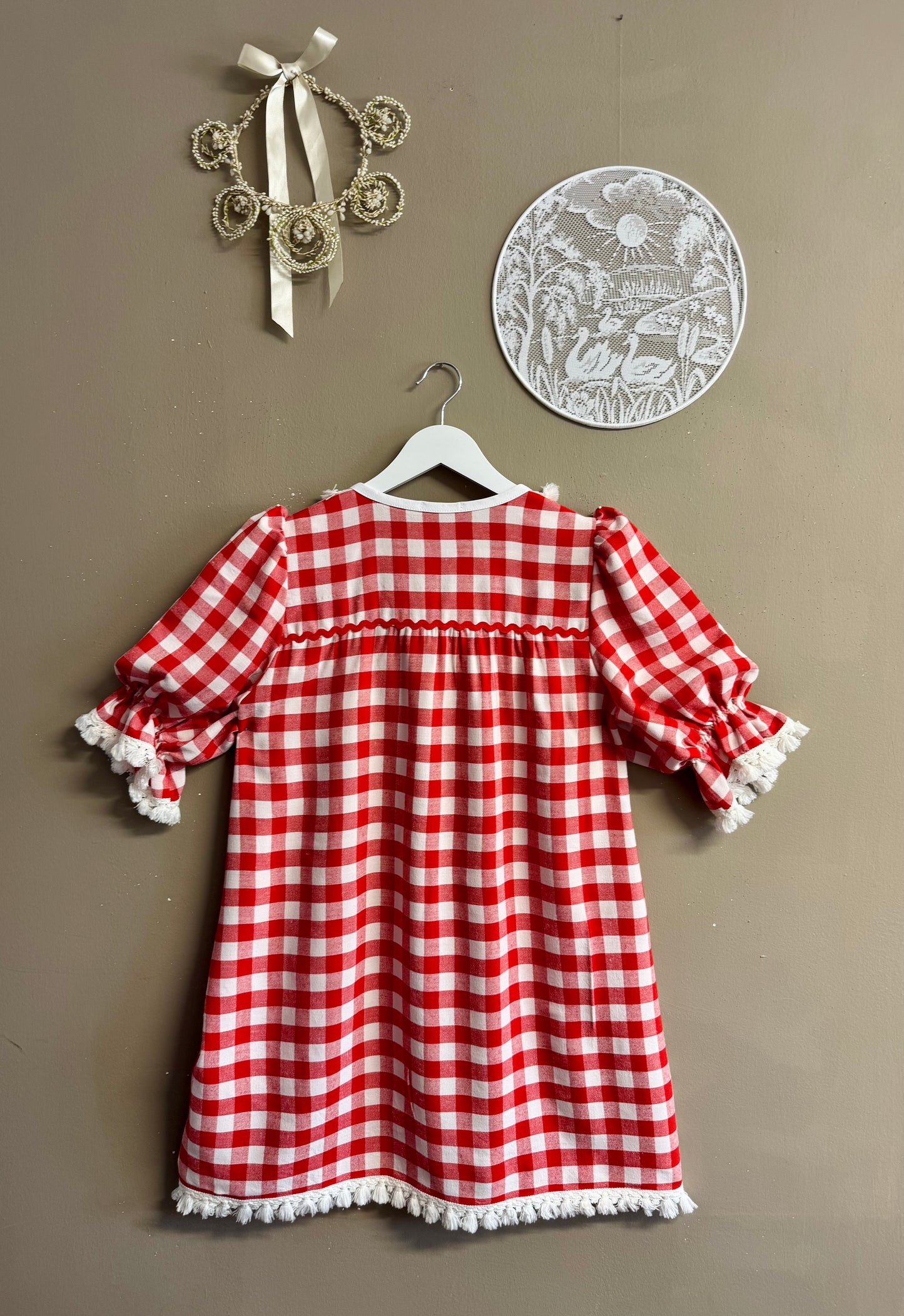 Gingham dress with teatowel 1969