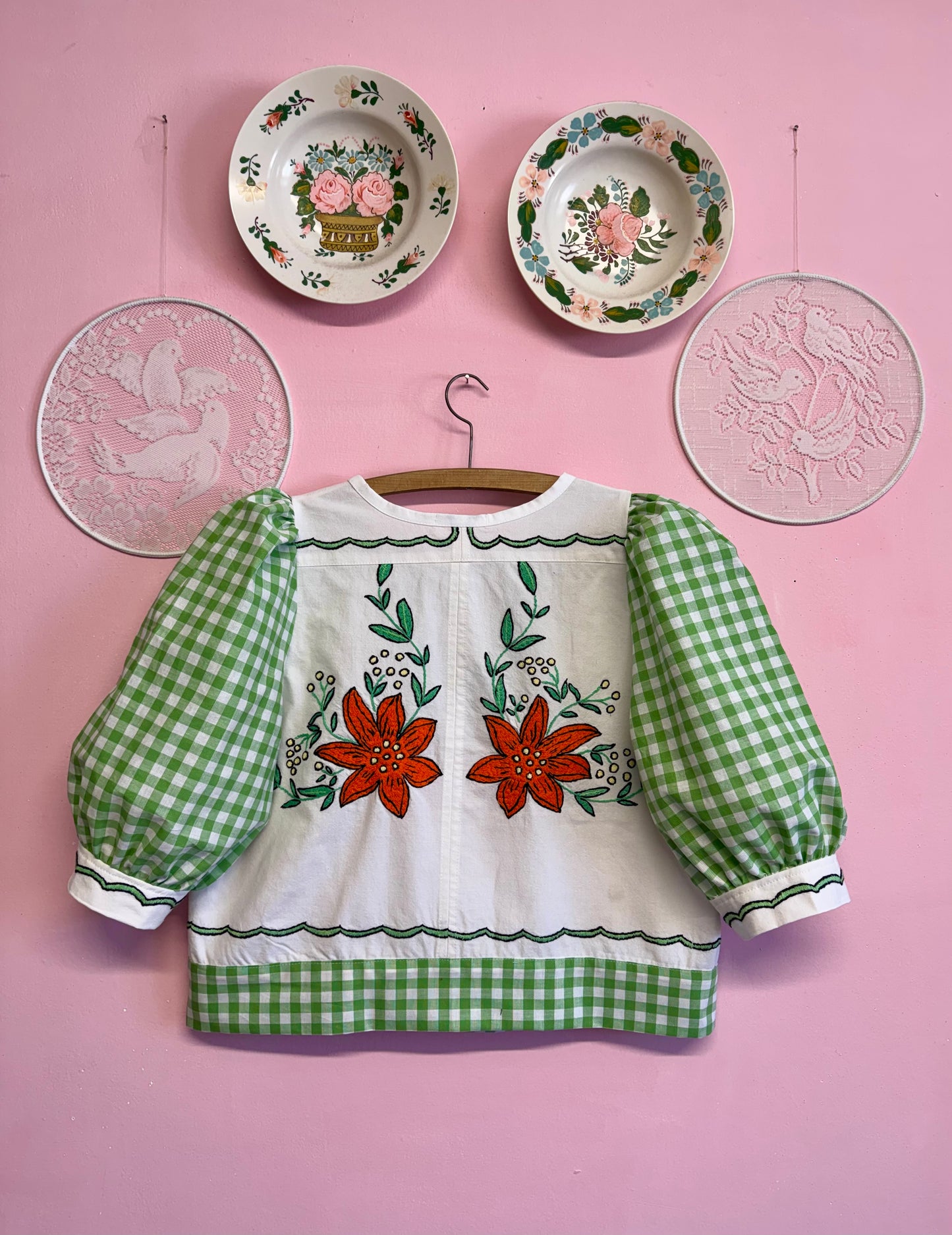 Blouse with green gingham