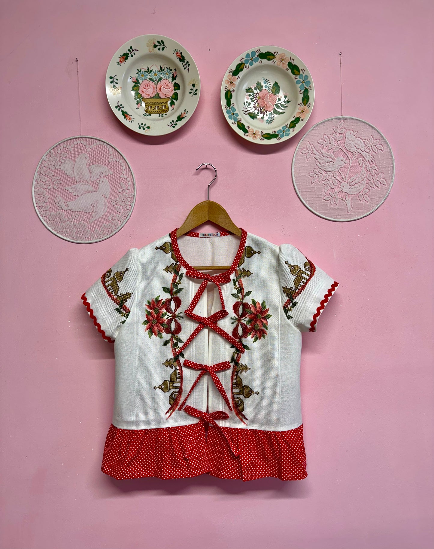 Christmas blouse with gold thread