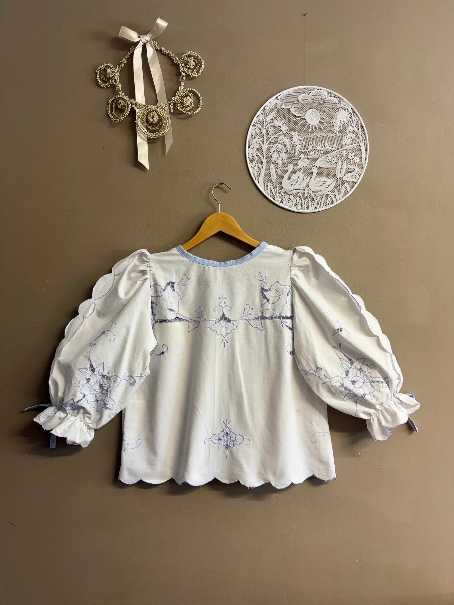 Blouse with blue embroidery