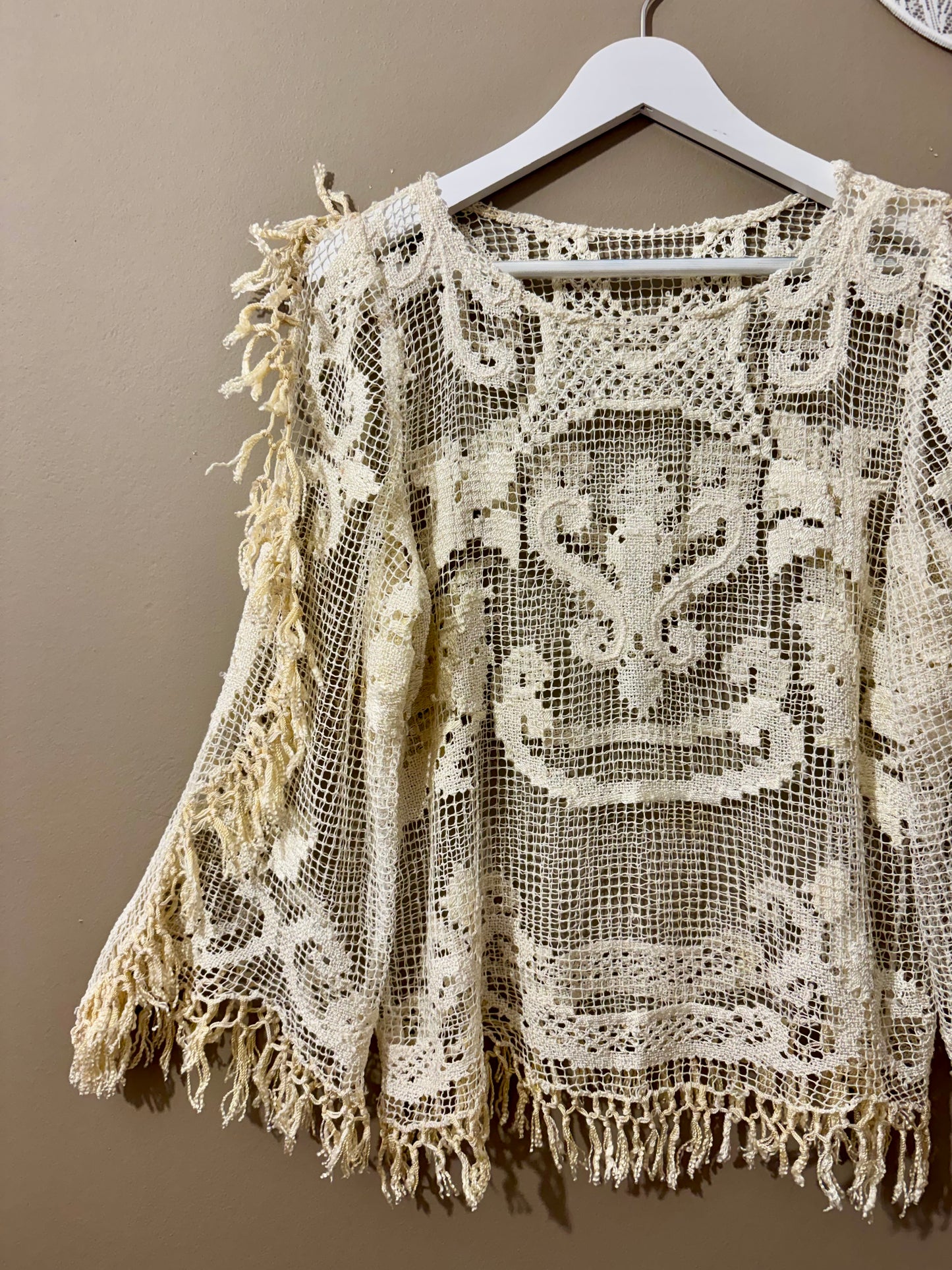Beige crotchet blouse