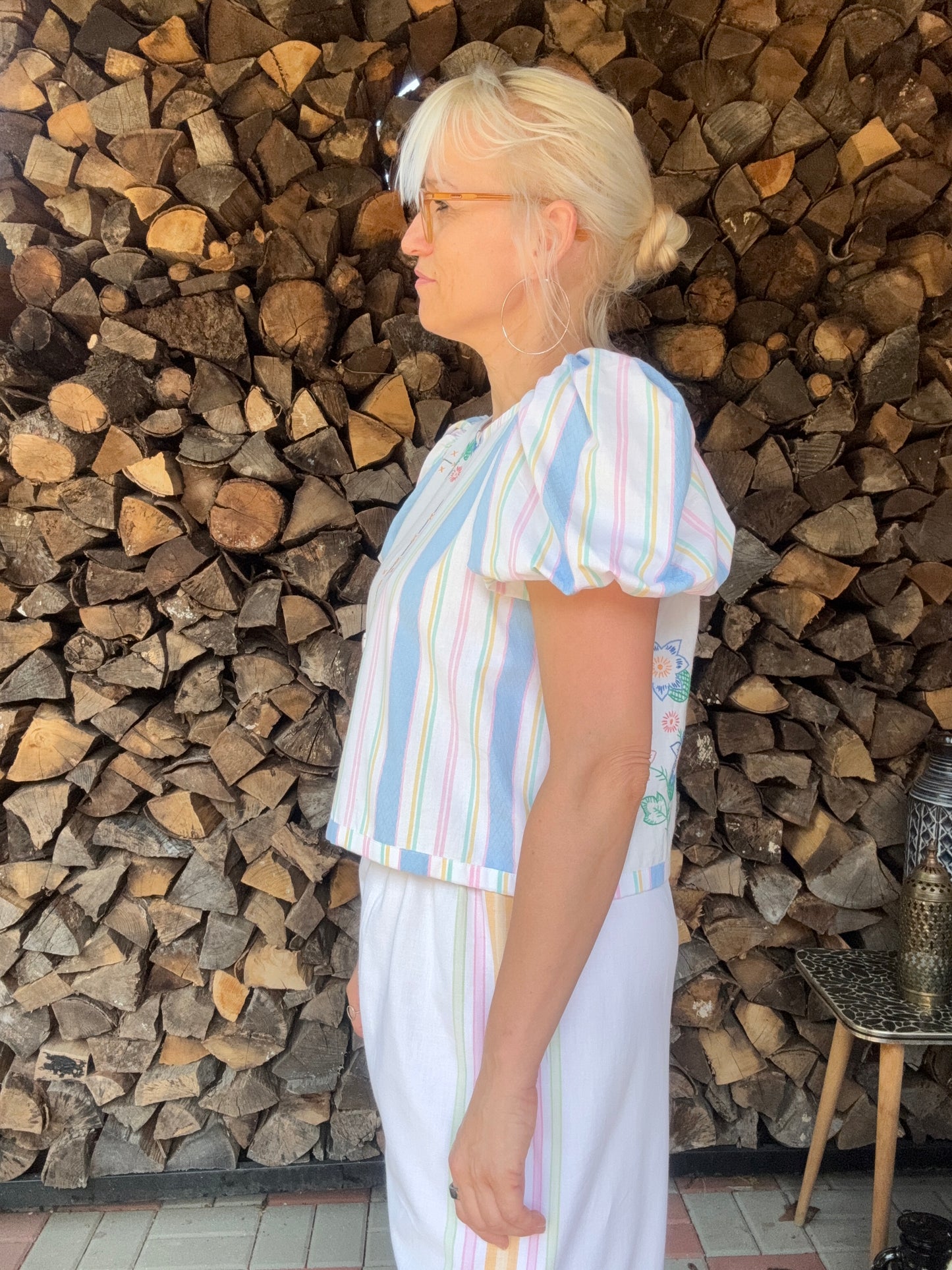 Blouse with colorful stripes