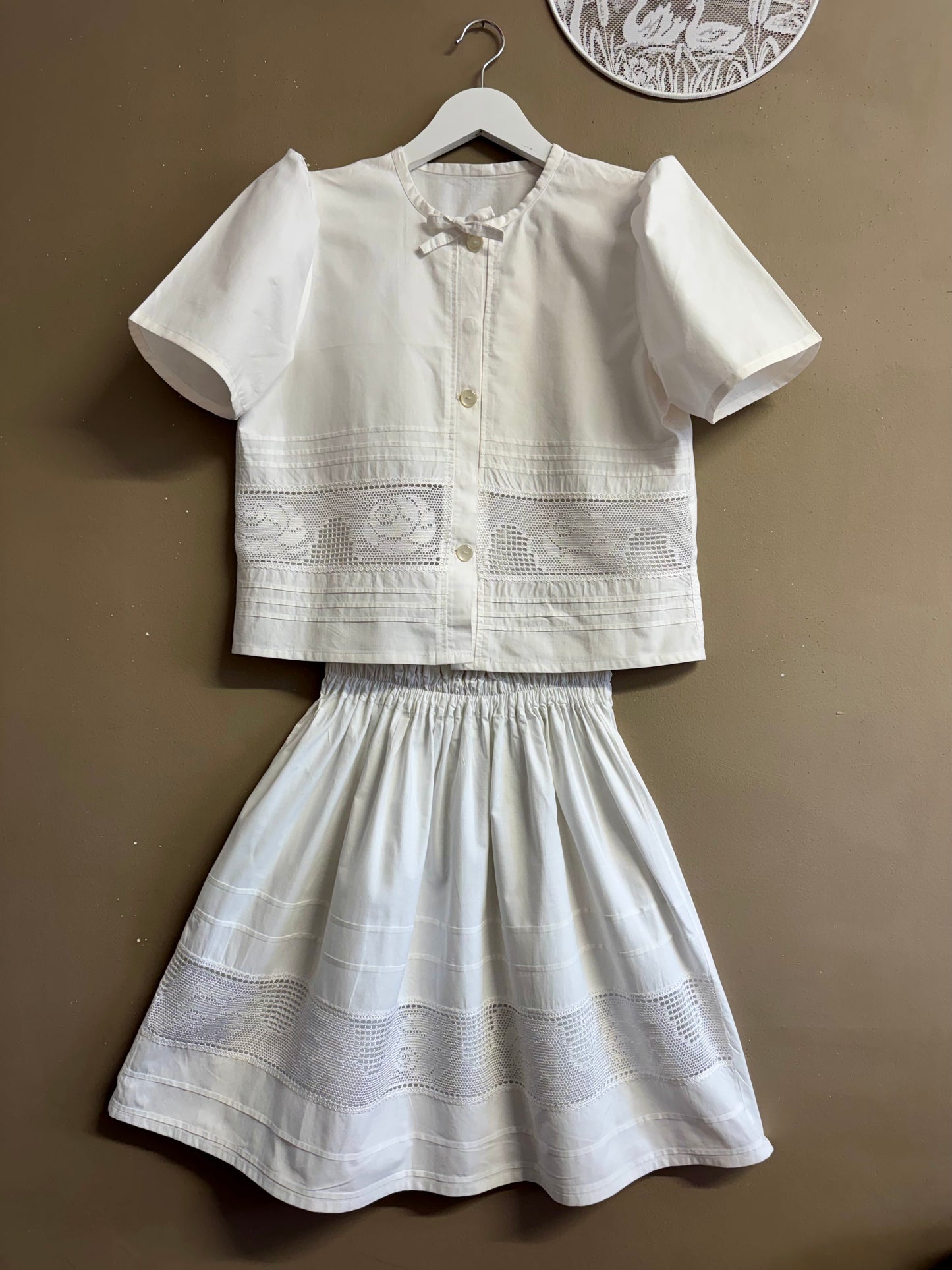 White cotton twinset
