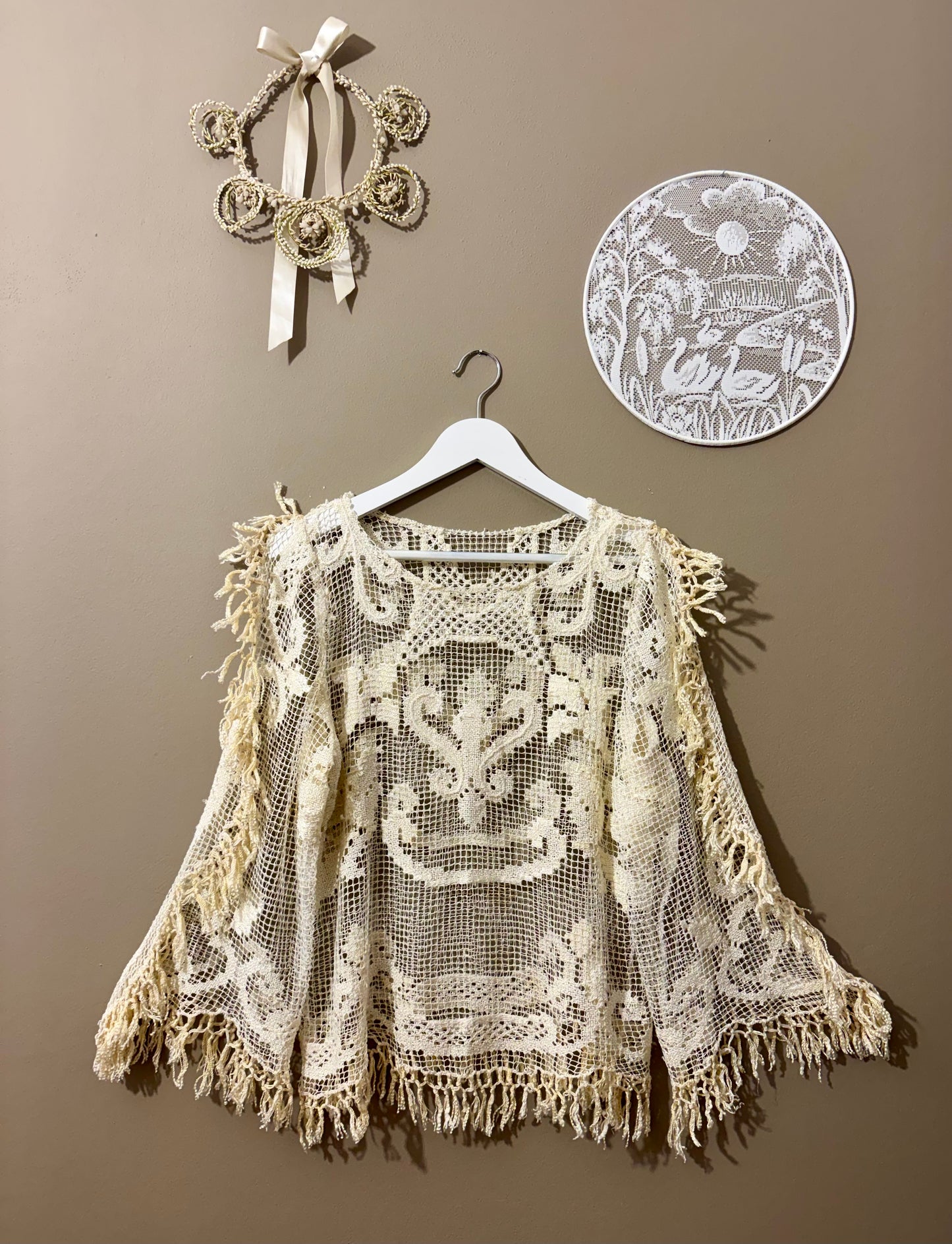 Beige crotchet blouse