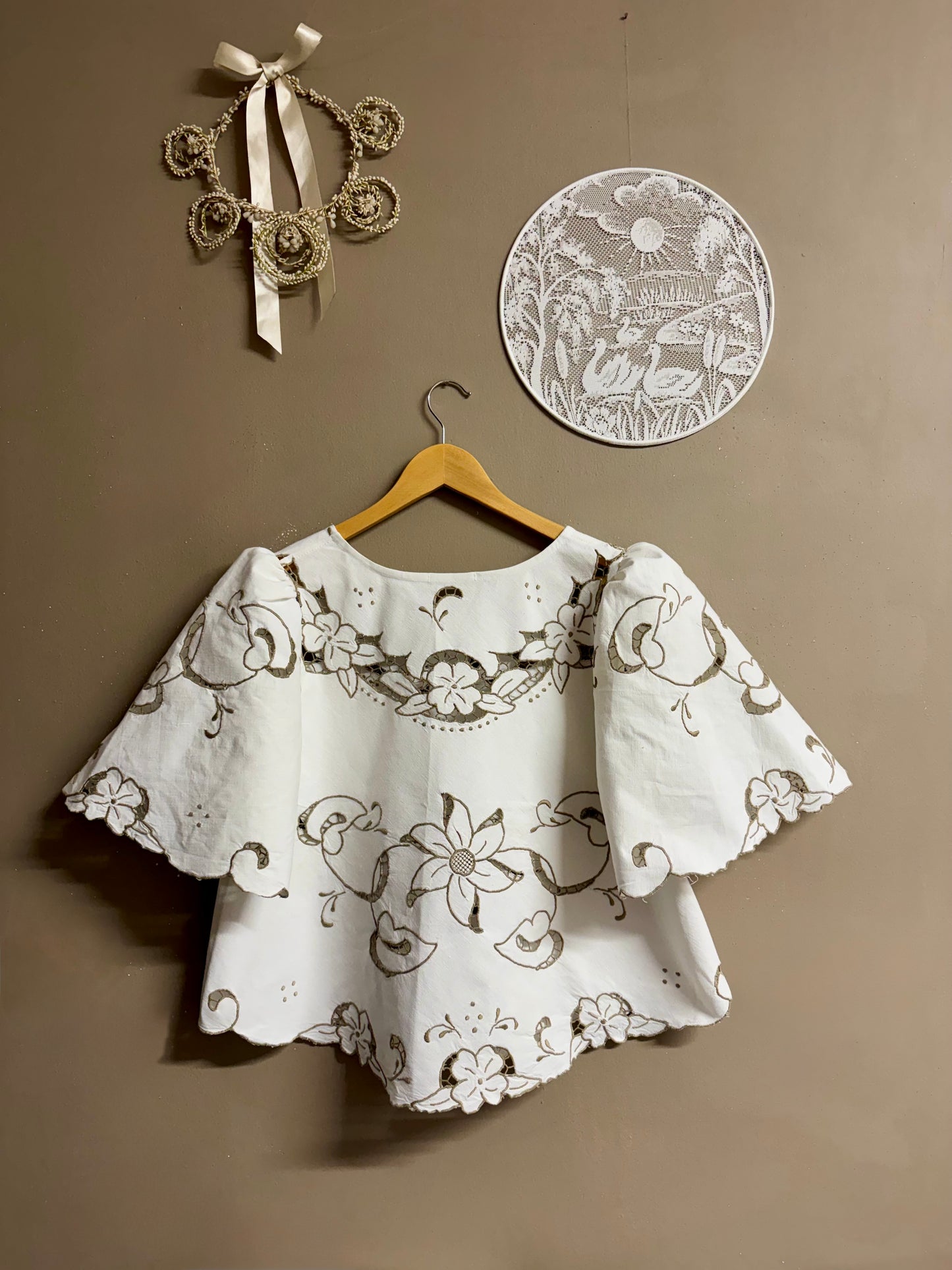 Blouse with grey embroidery