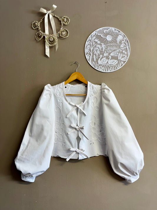White cotton blouse with embroidery