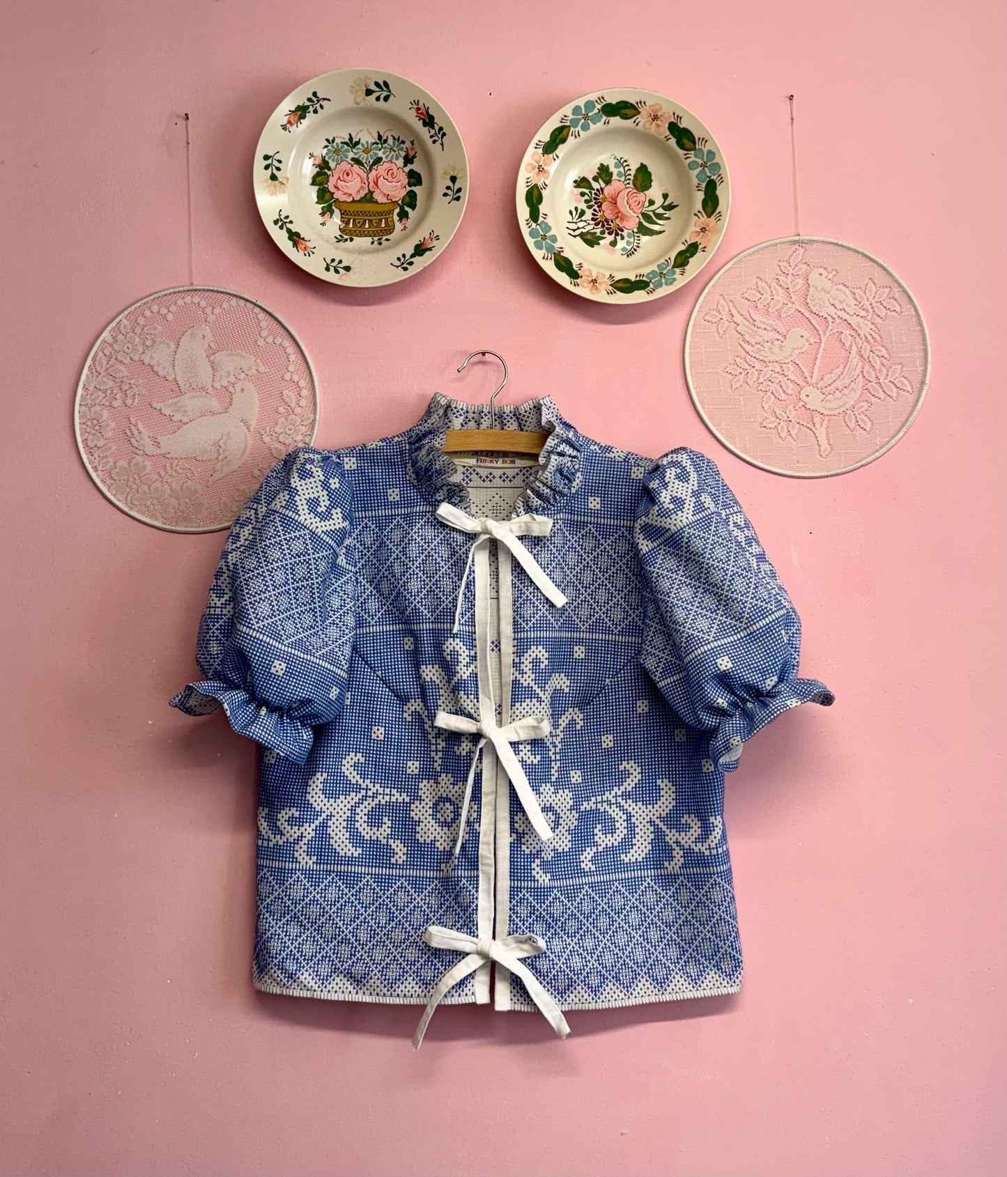 Blouse with blue embroidery