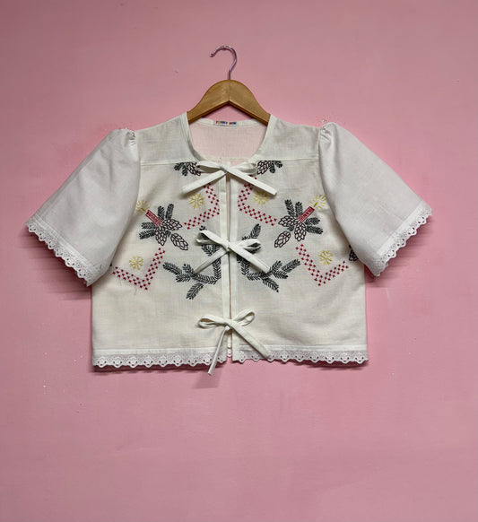 Christmas embroidery blouse