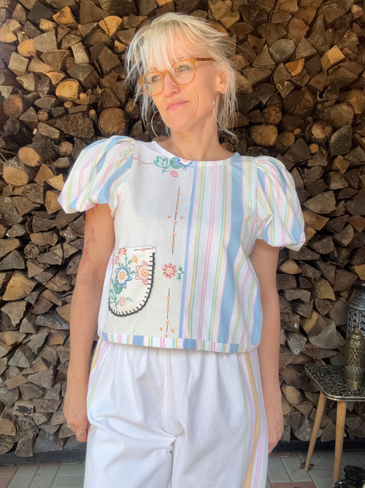 Blouse with colorful stripes