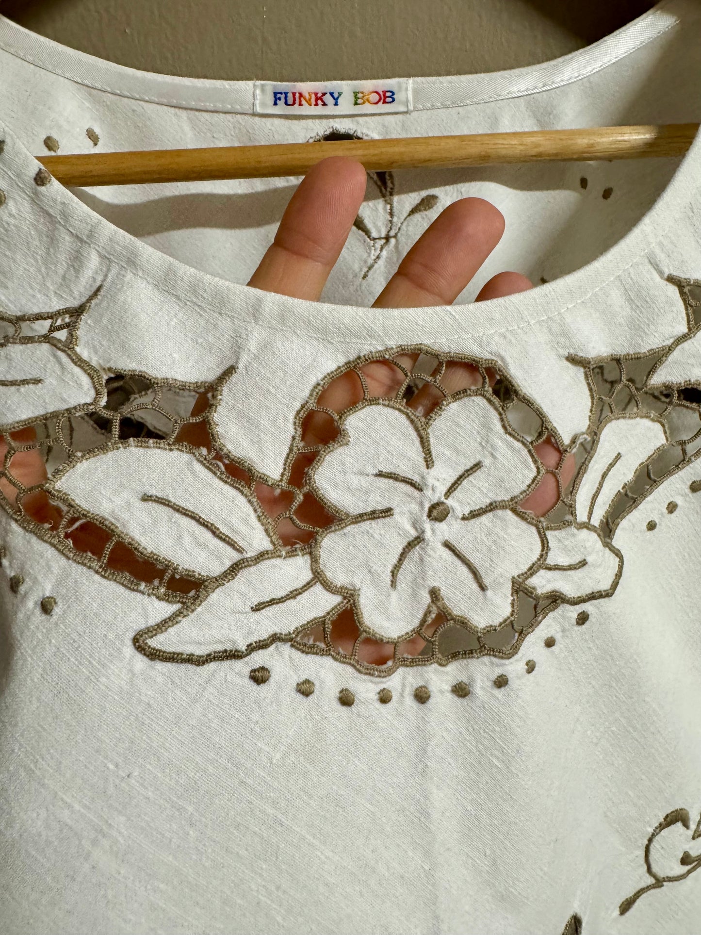 Blouse with grey embroidery
