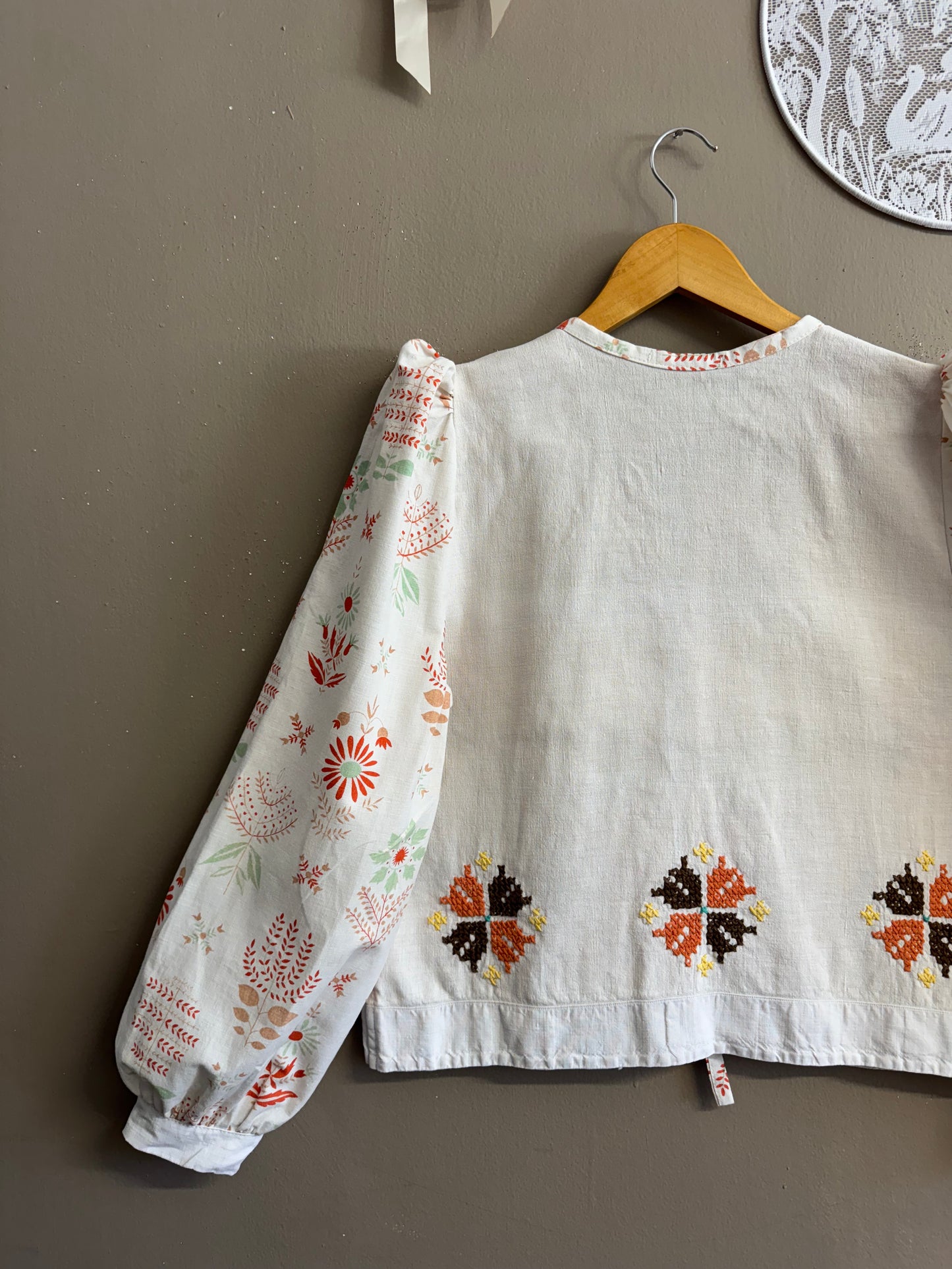 Beige embroidery blouse