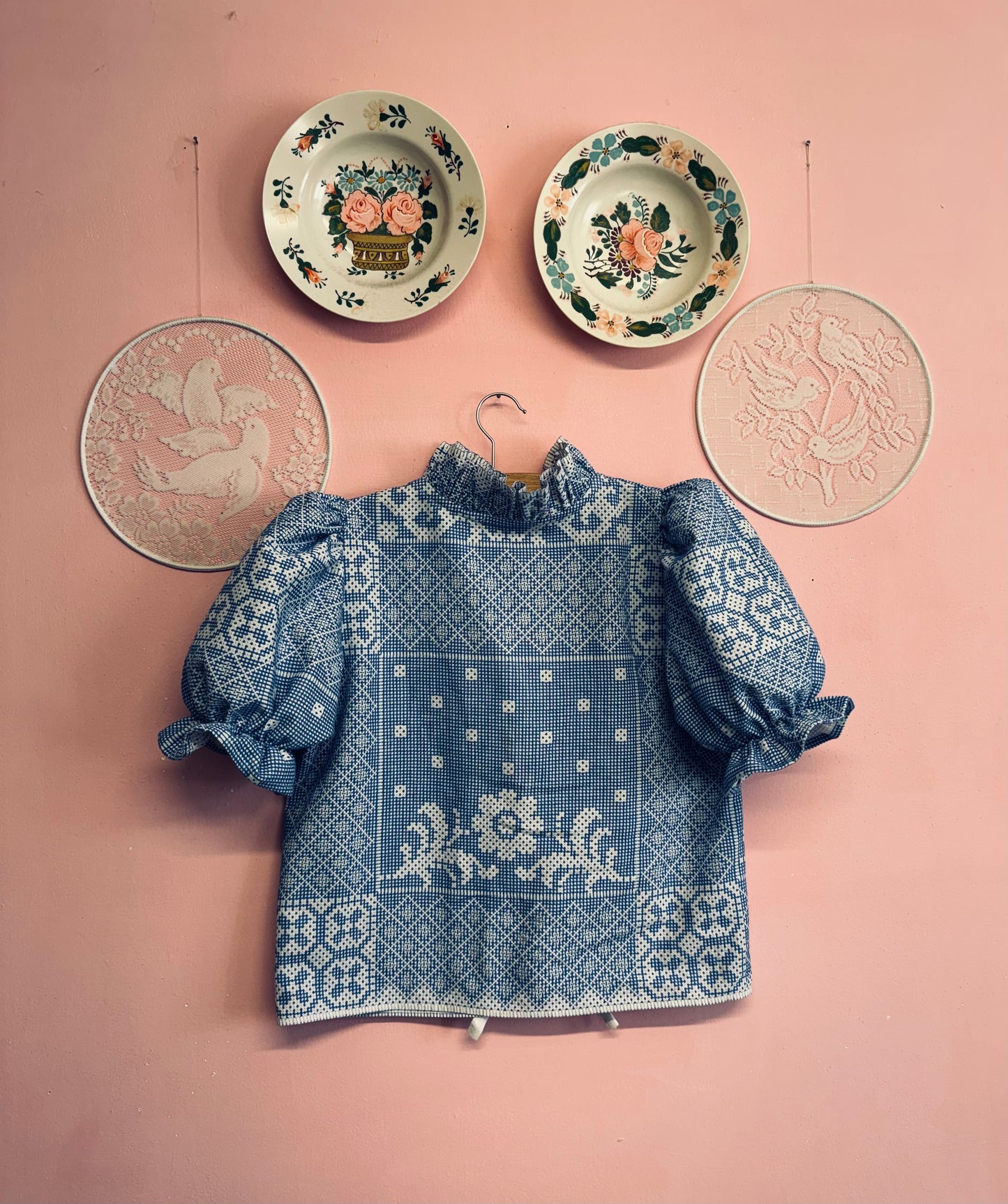 Blouse with blue embroidery