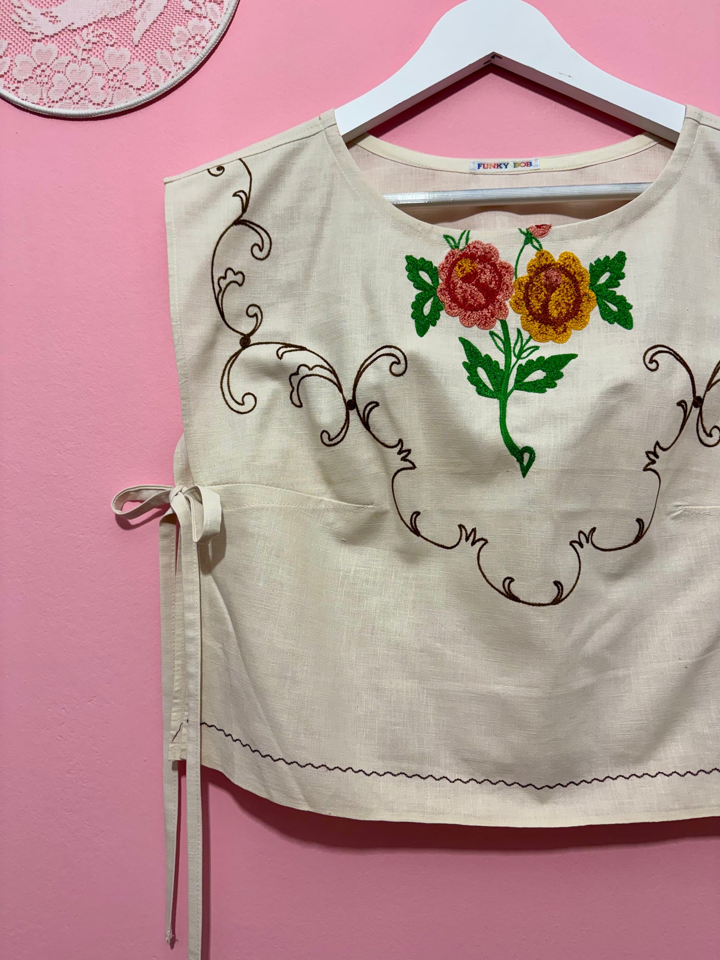 Beige embroidery top