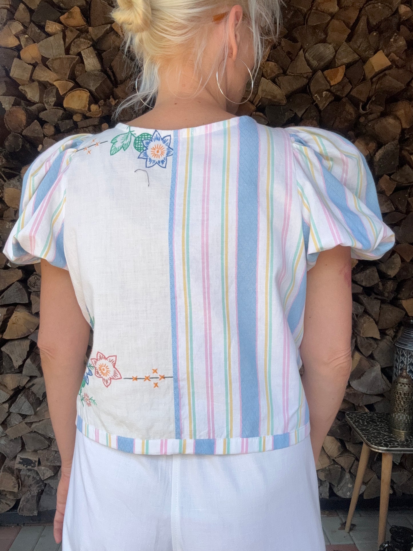 Blouse with colorful stripes