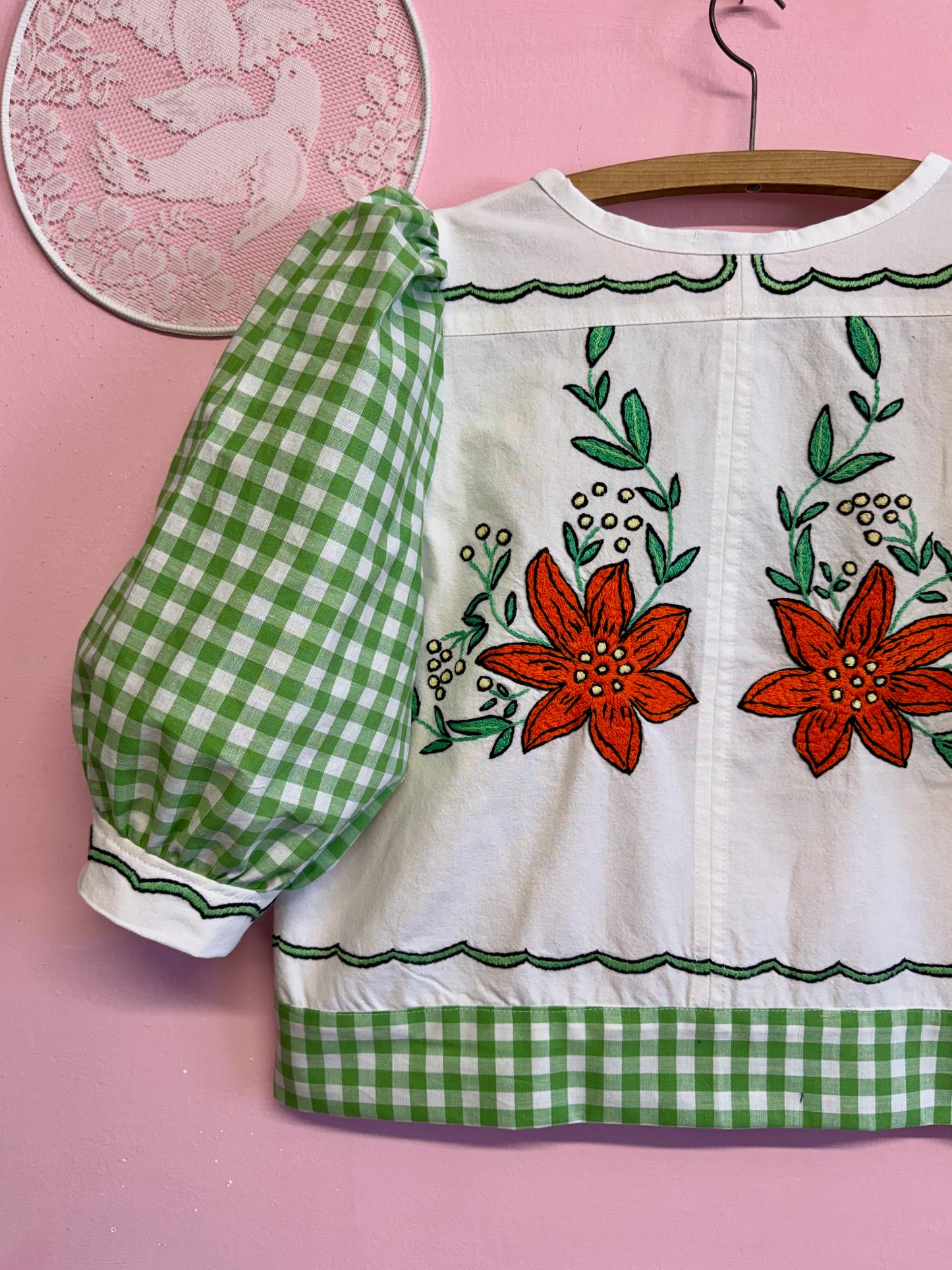 Blouse with green gingham