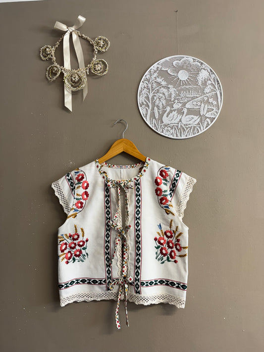 Beige embroidery blouse