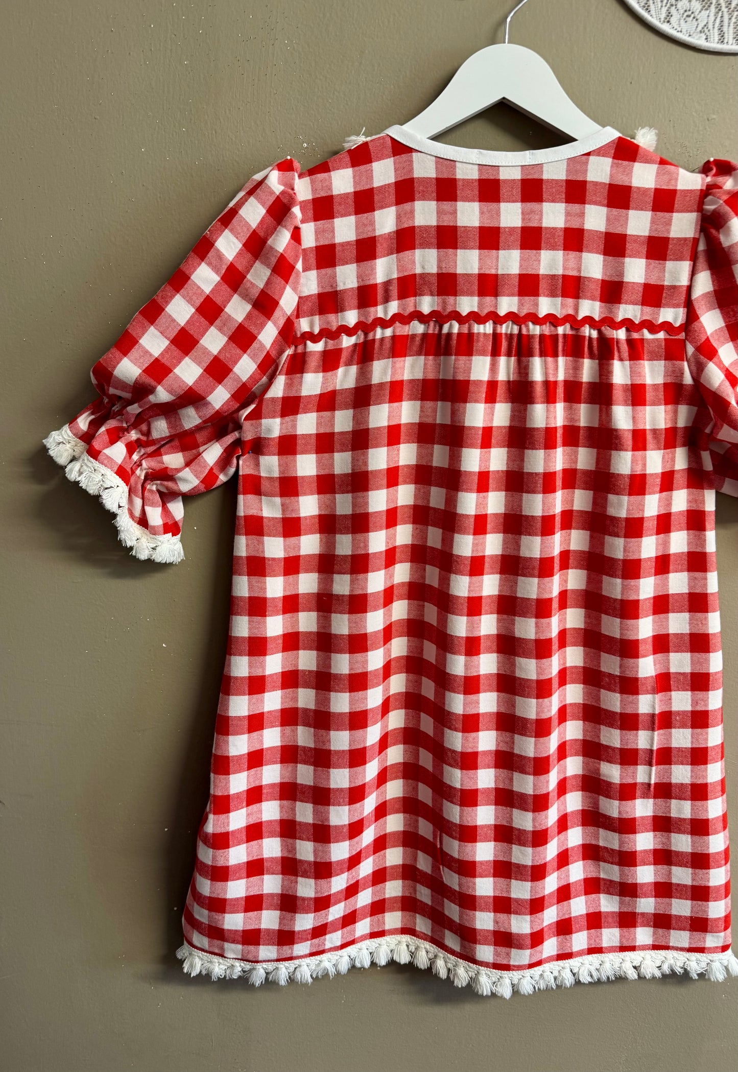 Gingham dress with teatowel 1969