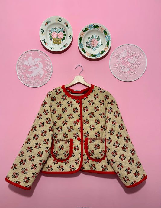 Autumn beige jacket with butterfly