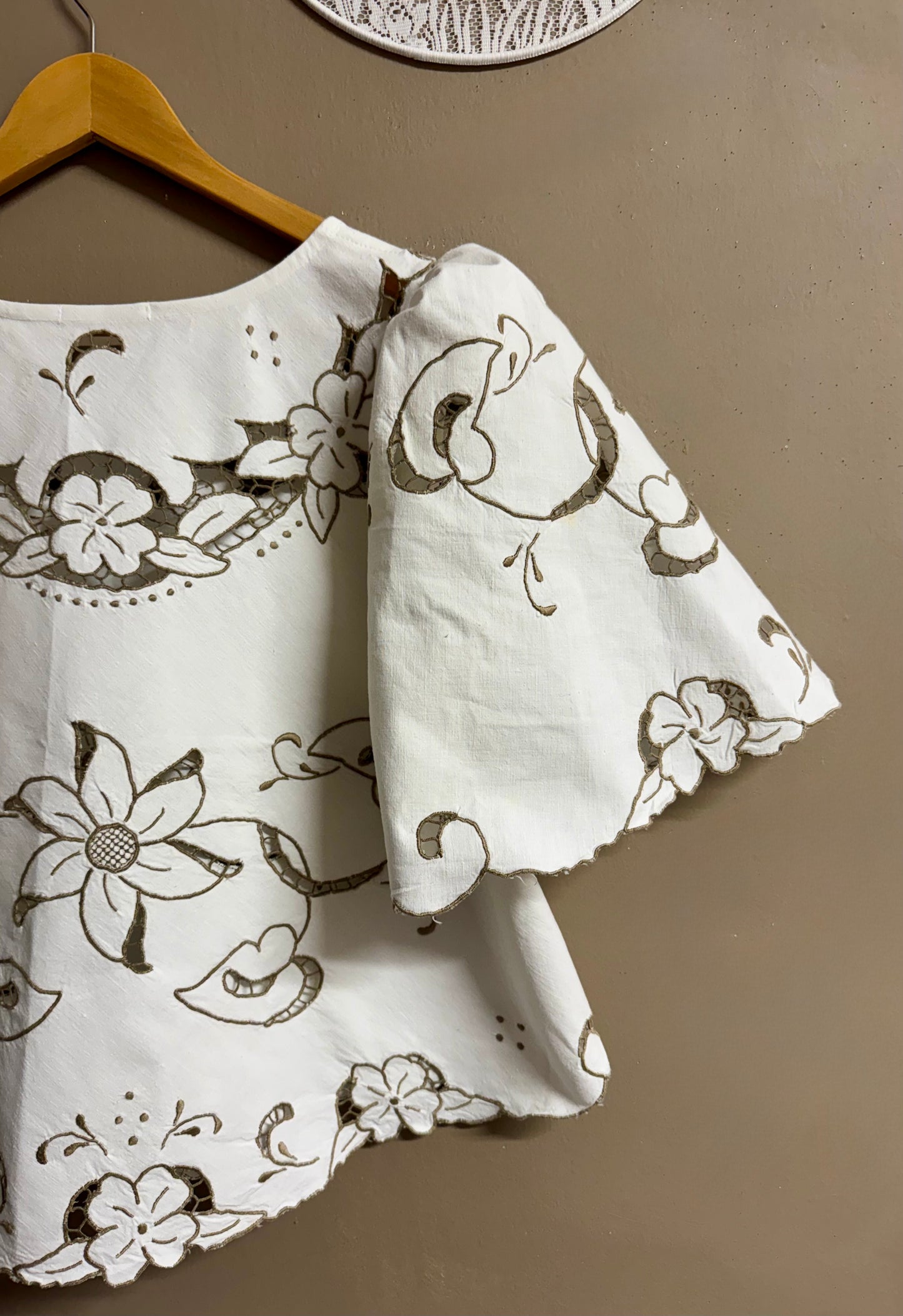 Blouse with grey embroidery