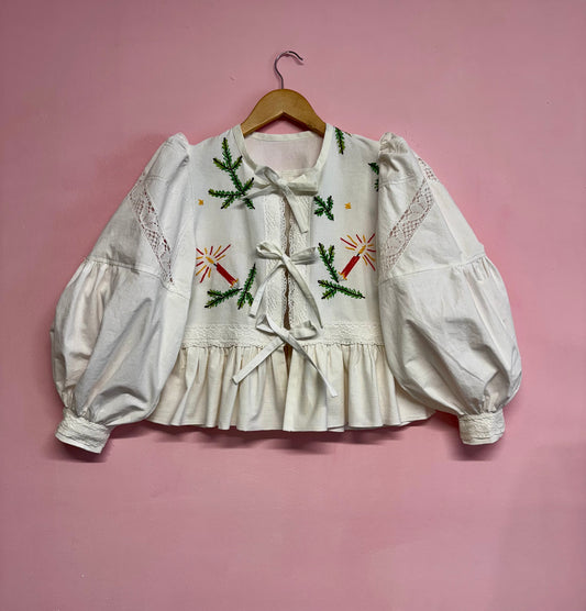 Christmas embroidery blouse