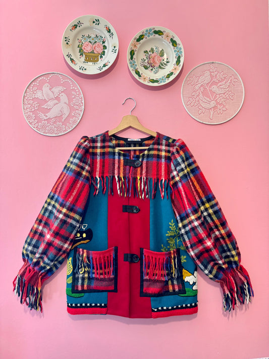 Autumn coat with embroidery boy with dog