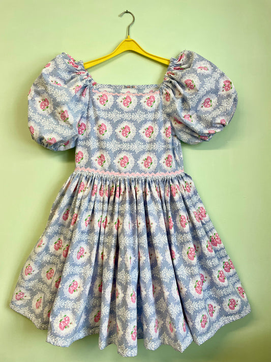 Blue dress with roses